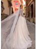 Long Sleeves Beaded Ivory Lace Tulle Dreamy Wedding Dress